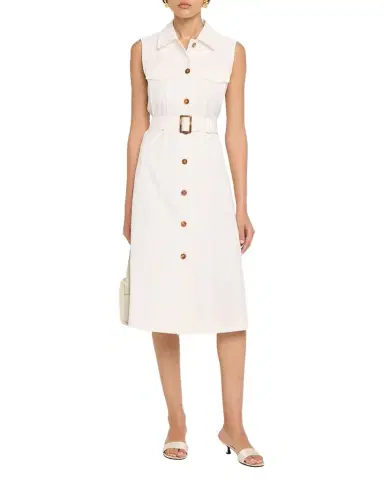 Lafayette 148 New York Belted Stretch Twill Midi Shirtdress | Thumbnail 1 Lafayette 148 New York Belted Stretch Twill Midi Shirtdress | Thumbnail 1