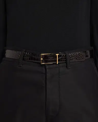 TOM FORD Men 's Croc-Embossed Leather T-Loop Belt | Thumbnail 2 TOM FORD Men 's Croc-Embossed Leather T-Loop Belt | Thumbnail 2