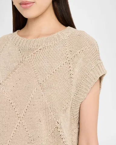 Peserico Linen Cotton Cap-Sleeve Tricot Sweater | Thumbnail 5 Peserico Linen Cotton Cap-Sleeve Tricot Sweater | Thumbnail 5