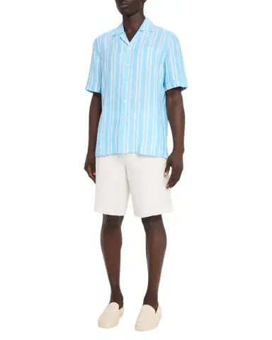 Isaia Men 's Multi-Stripe Linen Camp Shirt | Thumbnail 1 Isaia Men 's Multi-Stripe Linen Camp Shirt | Thumbnail 1