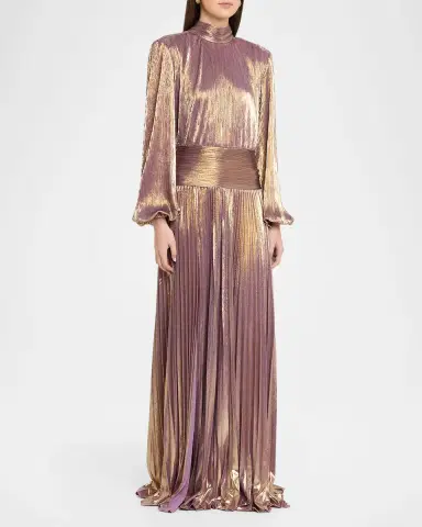 Retrofête Brienne Long-Sleeve Lamé Gown | Thumbnail 3 Retrofête Brienne Long-Sleeve Lamé Gown | Thumbnail 3