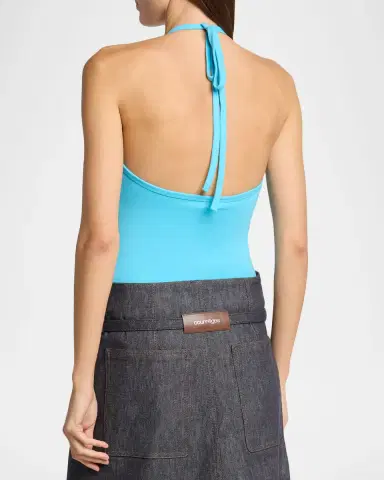 Courrèges Contrast Logo Halter Tank Top | Thumbnail 2 Courrèges Contrast Logo Halter Tank Top | Thumbnail 2