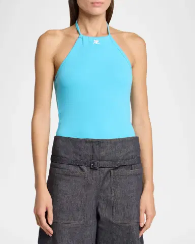 Courrèges Contrast Logo Halter Tank Top | Thumbnail 3 Courrèges Contrast Logo Halter Tank Top | Thumbnail 3