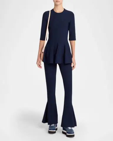 Stella McCartney Elbow-Sleeve Compact Knit Peplum Top | Thumbnail 2 Stella McCartney Elbow-Sleeve Compact Knit Peplum Top | Thumbnail 2