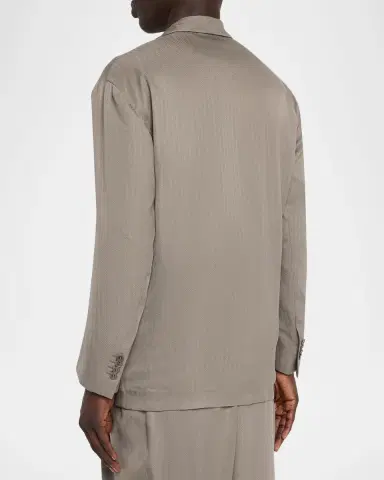 Giorgio Armani Men 's Chevron Cupro Relaxed Shawl-Lapel Suit | Thumbnail 3 Giorgio Armani Men 's Chevron Cupro Relaxed Shawl-Lapel Suit | Thumbnail 3
