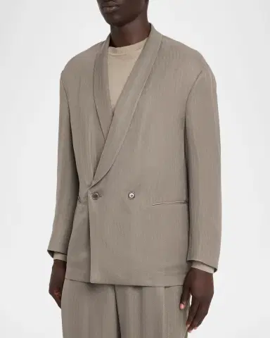 Giorgio Armani Men 's Chevron Cupro Relaxed Shawl-Lapel Suit | Thumbnail 4 Giorgio Armani Men 's Chevron Cupro Relaxed Shawl-Lapel Suit | Thumbnail 4