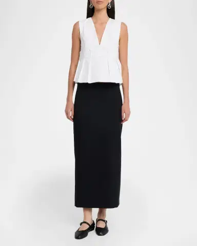 Ganni V-Neck Pleated Cotton Peplum Top | Thumbnail 2 Ganni V-Neck Pleated Cotton Peplum Top | Thumbnail 2