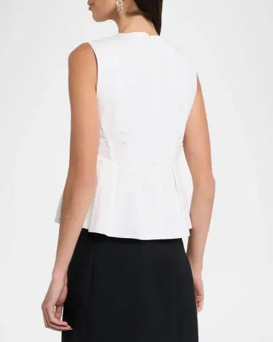 Ganni V-Neck Pleated Cotton Peplum Top | Thumbnail 3 Ganni V-Neck Pleated Cotton Peplum Top | Thumbnail 3