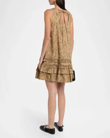 Ganni Printed Stretch-Cotton Mini Shift Dress | Thumbnail 3 Ganni Printed Stretch-Cotton Mini Shift Dress | Thumbnail 3