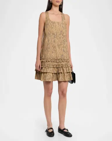 Ganni Printed Stretch-Cotton Mini Shift Dress | Thumbnail 4 Ganni Printed Stretch-Cotton Mini Shift Dress | Thumbnail 4
