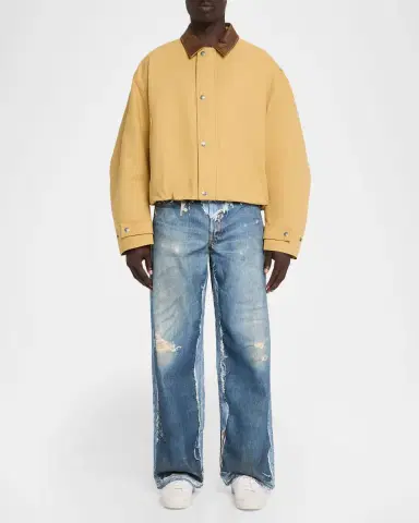 Acne Studios Men's Opado Satin Leather-Collar Bomber Jacket | Thumbnail 2 Acne Studios Men's Opado Satin Leather-Collar Bomber Jacket | Thumbnail 2