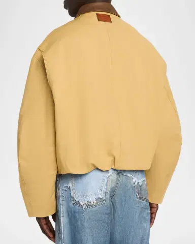 Acne Studios Men's Opado Satin Leather-Collar Bomber Jacket | Thumbnail 3 Acne Studios Men's Opado Satin Leather-Collar Bomber Jacket | Thumbnail 3