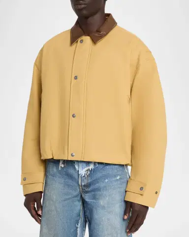 Acne Studios Men's Opado Satin Leather-Collar Bomber Jacket | Thumbnail 4 Acne Studios Men's Opado Satin Leather-Collar Bomber Jacket | Thumbnail 4
