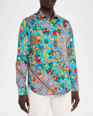 Robert Graham Men 's Northumbria Cotton Button-Down Shirt | Thumbnail 4 Robert Graham Men 's Northumbria Cotton Button-Down Shirt | Thumbnail 4