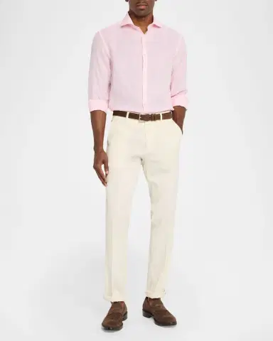 Canali Men's Linen Solid Sport Shirt | Thumbnail 2 Canali Men's Linen Solid Sport Shirt | Thumbnail 2
