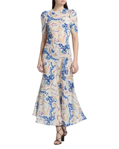 Ulla Johnson Samar Short-Sleeve Silk Dress | Thumbnail 1 Ulla Johnson Samar Short-Sleeve Silk Dress | Thumbnail 1