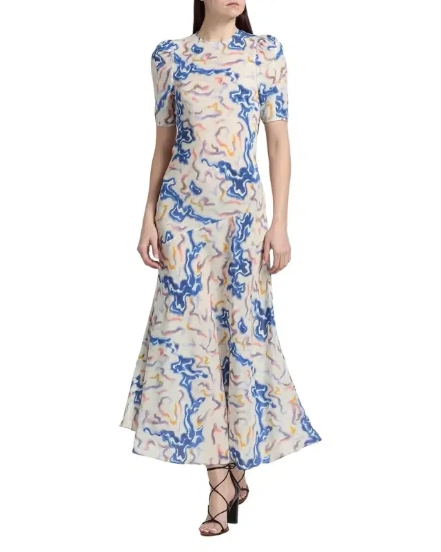 Samar Short-Sleeve Silk Dress Samar Short-Sleeve Silk Dress