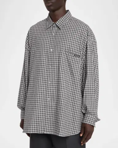 Acne Studios Men's Soffia Check Flannel Button-Down Shirt | Thumbnail 4 Acne Studios Men's Soffia Check Flannel Button-Down Shirt | Thumbnail 4