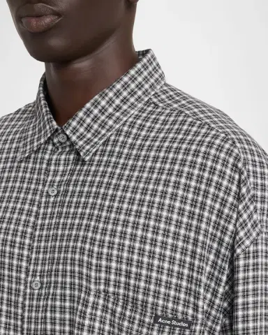 Acne Studios Men's Soffia Check Flannel Button-Down Shirt | Thumbnail 5 Acne Studios Men's Soffia Check Flannel Button-Down Shirt | Thumbnail 5