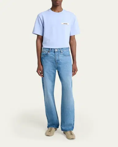 Jacquemus Men's Stonewashed Denim Straight-Leg Jeans | Thumbnail 5 Jacquemus Men's Stonewashed Denim Straight-Leg Jeans | Thumbnail 5