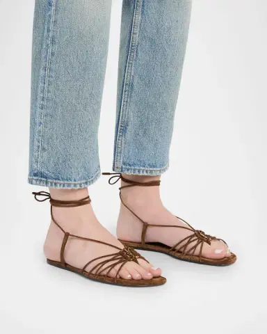 Saint Laurent Babylone Suede Lace-Up Sandals | Thumbnail 2 Saint Laurent Babylone Suede Lace-Up Sandals | Thumbnail 2