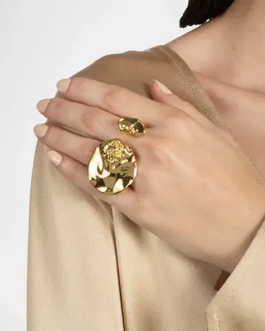Alexis Bittar Brut Golden Double Disc Ring, Size 7 | Thumbnail 2 Alexis Bittar Brut Golden Double Disc Ring, Size 7 | Thumbnail 2