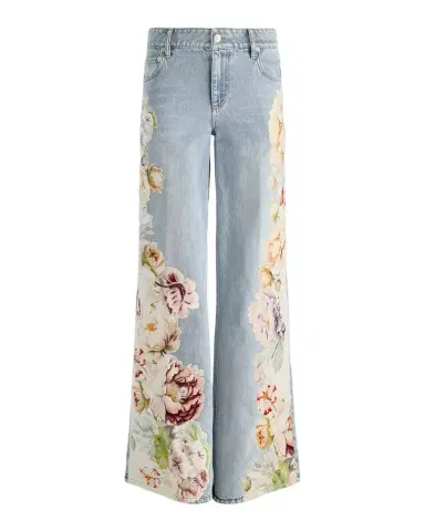 ALICE + OLIVIA Amazing Floral Low-Rise Baggy Jeans | Thumbnail 1 ALICE + OLIVIA Amazing Floral Low-Rise Baggy Jeans | Thumbnail 1