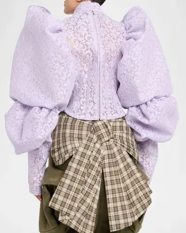 Marc Jacobs Runway Bonded Lace Puff-Sleeve Crop Top | Thumbnail 2 Marc Jacobs Runway Bonded Lace Puff-Sleeve Crop Top | Thumbnail 2