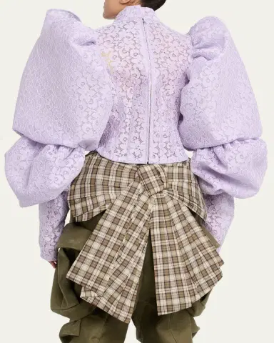 Marc Jacobs Runway Bonded Lace Puff-Sleeve Crop Top | Thumbnail 7 Marc Jacobs Runway Bonded Lace Puff-Sleeve Crop Top | Thumbnail 7