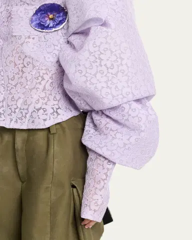 Marc Jacobs Runway Bonded Lace Puff-Sleeve Crop Top | Thumbnail 9 Marc Jacobs Runway Bonded Lace Puff-Sleeve Crop Top | Thumbnail 9