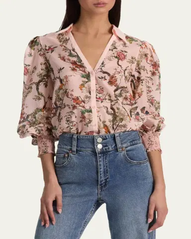 Alice + Olivia Charis Floral Button-Front Blouse | Thumbnail 4 Alice + Olivia Charis Floral Button-Front Blouse | Thumbnail 4