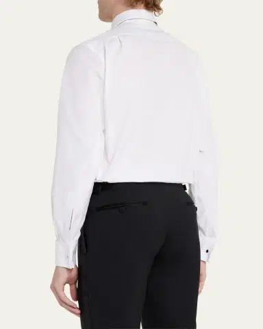 ZEGNA Men's Woven Pique Tuxedo Shirt | Thumbnail 3 ZEGNA Men's Woven Pique Tuxedo Shirt | Thumbnail 3