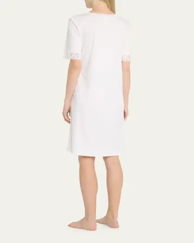Hanro Moments Short Sleeve Lace Cotton Nightgown | Thumbnail 3 Hanro Moments Short Sleeve Lace Cotton Nightgown | Thumbnail 3
