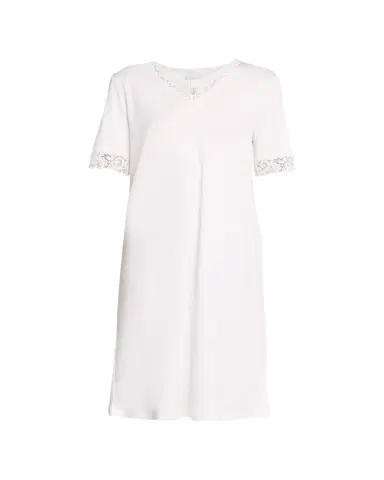 Hanro Moments Short Sleeve Lace Cotton Nightgown | Thumbnail 1 Hanro Moments Short Sleeve Lace Cotton Nightgown | Thumbnail 1