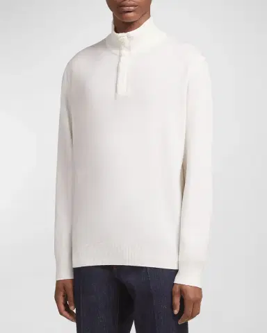 ZEGNA Men's Oasi Cashmere Zip Mock Neck Sweater | Thumbnail 4 ZEGNA Men's Oasi Cashmere Zip Mock Neck Sweater | Thumbnail 4