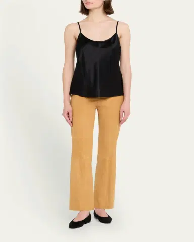Sprwmn Suede Ankle Flare Pants with Princess Seaming | Thumbnail 2 Sprwmn Suede Ankle Flare Pants with Princess Seaming | Thumbnail 2