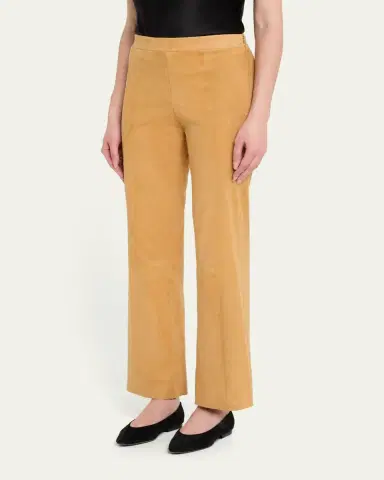 Sprwmn Suede Ankle Flare Pants with Princess Seaming | Thumbnail 4 Sprwmn Suede Ankle Flare Pants with Princess Seaming | Thumbnail 4