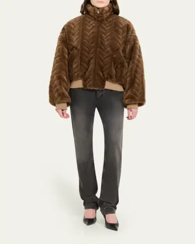 Balenciaga Cropped Faux Fur Bomber Jacket | Thumbnail 2 Balenciaga Cropped Faux Fur Bomber Jacket | Thumbnail 2