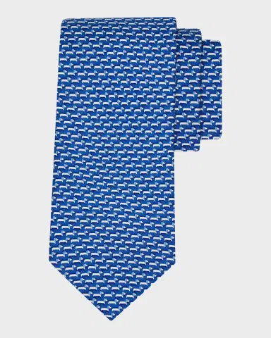 Ferragamo Men's Mini-Dachshund Dog Silk Tie | Thumbnail 2 Ferragamo Men's Mini-Dachshund Dog Silk Tie | Thumbnail 2