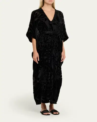 Natori Nouveau Velvet Beaded Burnout Caftan | Thumbnail 4 Natori Nouveau Velvet Beaded Burnout Caftan | Thumbnail 4