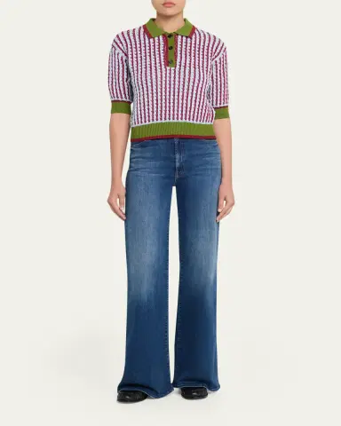 Marni Boucle Tweed Knit Short-Sleeve Polo Sweater | Thumbnail 2 Marni Boucle Tweed Knit Short-Sleeve Polo Sweater | Thumbnail 2