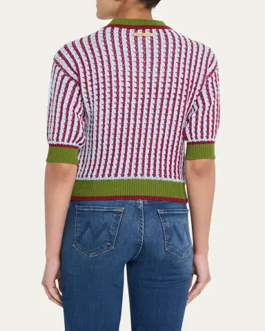 Marni Boucle Tweed Knit Short-Sleeve Polo Sweater | Thumbnail 3 Marni Boucle Tweed Knit Short-Sleeve Polo Sweater | Thumbnail 3