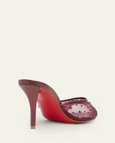 Christian Louboutin 80mm Miss Z Embellished Mesh and Metallic Leather Mule Pumps | Thumbnail 2 Christian Louboutin 80mm Miss Z Embellished Mesh and Metallic Leather Mule Pumps | Thumbnail 2