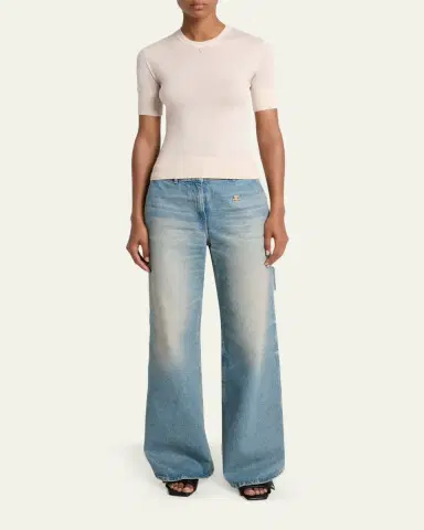 Courrèges Merino Wool Knit Short-Sleeve Top | Thumbnail 2 Courrèges Merino Wool Knit Short-Sleeve Top | Thumbnail 2