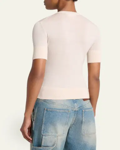 Courrèges Merino Wool Knit Short-Sleeve Top | Thumbnail 3 Courrèges Merino Wool Knit Short-Sleeve Top | Thumbnail 3