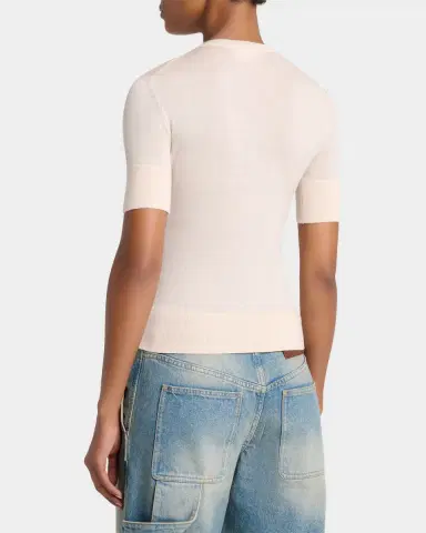 Courrèges Merino Wool Knit Short-Sleeve Top | Thumbnail 7 Courrèges Merino Wool Knit Short-Sleeve Top | Thumbnail 7