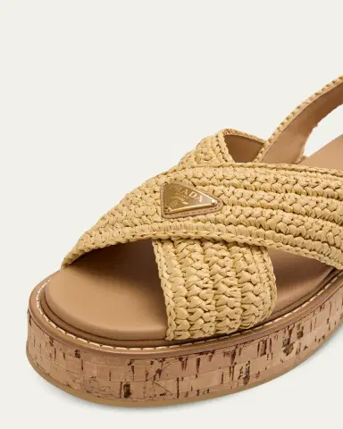 Prada Evolve Crochet and Leather Sandals | Thumbnail 3 Prada Evolve Crochet and Leather Sandals | Thumbnail 3