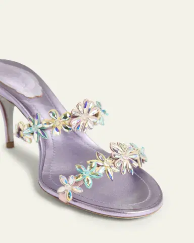 René Caovilla 80mm Satin Flower Crystal Mule Sandals | Thumbnail 3 René Caovilla 80mm Satin Flower Crystal Mule Sandals | Thumbnail 3
