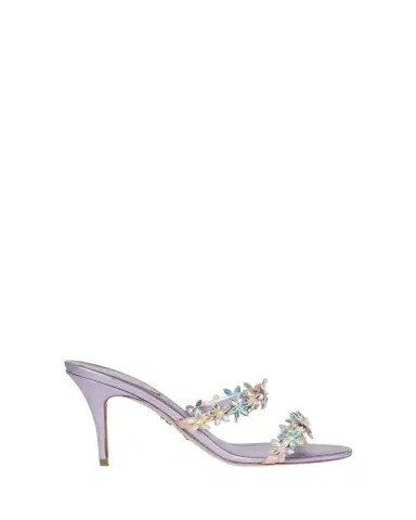 René Caovilla 80mm Satin Flower Crystal Mule Sandals | Thumbnail 1 René Caovilla 80mm Satin Flower Crystal Mule Sandals | Thumbnail 1