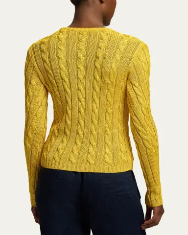 Ralph Lauren Collection Cable-Knit Silk Crewneck Sweater | Thumbnail 3 Ralph Lauren Collection Cable-Knit Silk Crewneck Sweater | Thumbnail 3